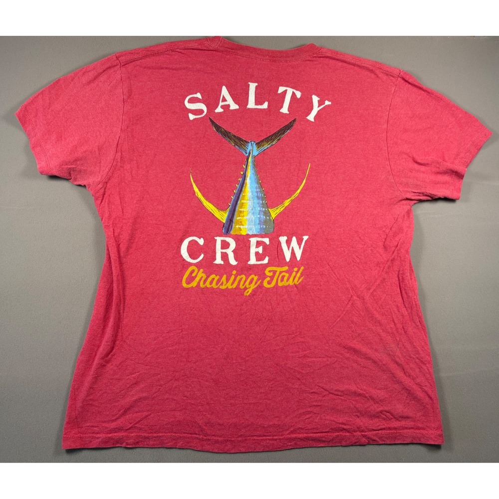Salty Crew Chasing Tail Graphic T-Shirt Mens XL Red Fishing Short Sleeve Tee